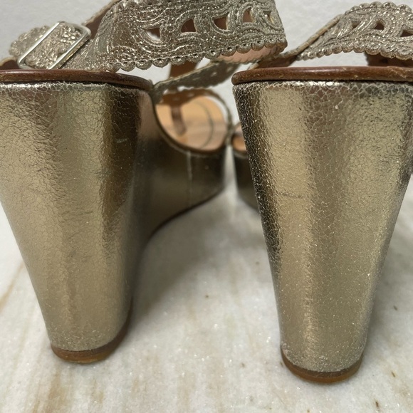 Sigerson Morrison heels gold sz 11 strappy made in Italy - Picture 4 of 12